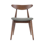 Silla de comedor Mid-Century, color carbón/gris, asiento de tela tapizado, juego de 2