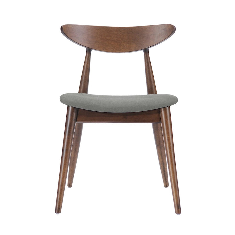 Silla de comedor Mid-Century, color carbón/gris, asiento de tela tapizado, juego de 2