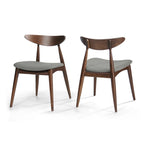 Silla de comedor Mid-Century, color carbón/gris, asiento de tela tapizado, juego de 2