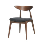Silla de comedor Mid-Century, color carbón/gris, asiento de tela tapizado, juego de 2
