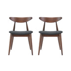 Silla de comedor Mid-Century, color carbón/gris, asiento de tela tapizado, juego de 2