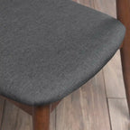 Silla de comedor Mid-Century, color carbón/gris, asiento de tela tapizado, juego de 2