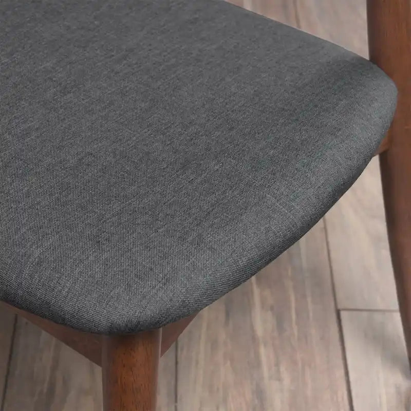 Silla de comedor Mid-Century, color carbón/gris, asiento de tela tapizado, juego de 2