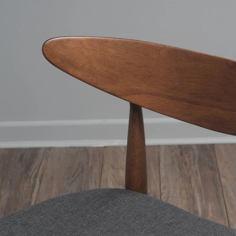 Silla de comedor Mid-Century, color carbón/gris, asiento de tela tapizado, juego de 2