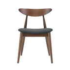 Silla de comedor Mid-Century, color carbón/gris, asiento de tela tapizado, juego de 2