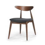 Silla de comedor Mid-Century, color carbón/gris, asiento de tela tapizado, juego de 2