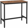 Mesa de barra estrecha con patas metálicas, para 2 personas – Marrón rústico / Blanco rústico / Negro ébano