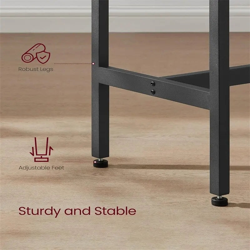Mesa de barra estrecha con patas metálicas, para 2 personas – Marrón rústico / Blanco rústico / Negro ébano