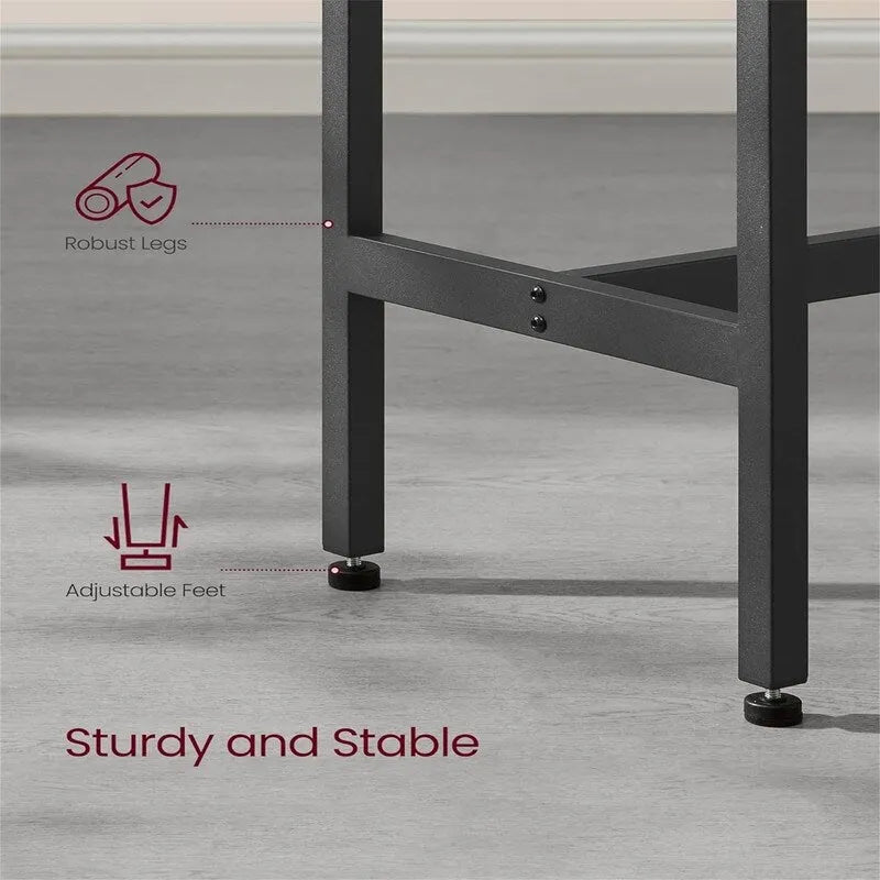 Mesa de barra estrecha con patas metálicas, para 2 personas – Marrón rústico / Blanco rústico / Negro ébano
