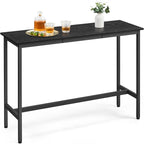 Mesa de barra estrecha con patas metálicas, para 2 personas – Marrón rústico / Blanco rústico / Negro ébano