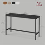 Mesa de barra estrecha con patas metálicas, para 2 personas – Marrón rústico / Blanco rústico / Negro ébano
