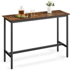 Mesa de barra estrecha con patas metálicas, para 2 personas – Marrón rústico / Blanco rústico / Negro ébano