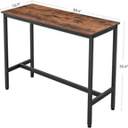 Mesa de barra estrecha con patas metálicas, para 2 personas – Marrón rústico / Blanco rústico / Negro ébano