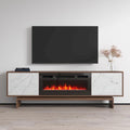 Mueble de TV con Chimenea Eléctrica de Nogal/Blanco y Nogal/Negro, Compatible con TVs de hasta 80"