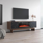 Mueble de TV con Chimenea Eléctrica de Nogal/Blanco y Nogal/Negro, Compatible con TVs de hasta 80"