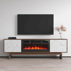 Mueble de TV con Chimenea Eléctrica de Nogal/Blanco y Nogal/Negro, Compatible con TVs de hasta 80"