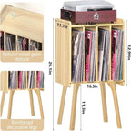 Tocadiscos con 4 compartimentos de 16.5"L × 11.7"W × 26.1"H en nogal, negro, marrón, natural o blanco