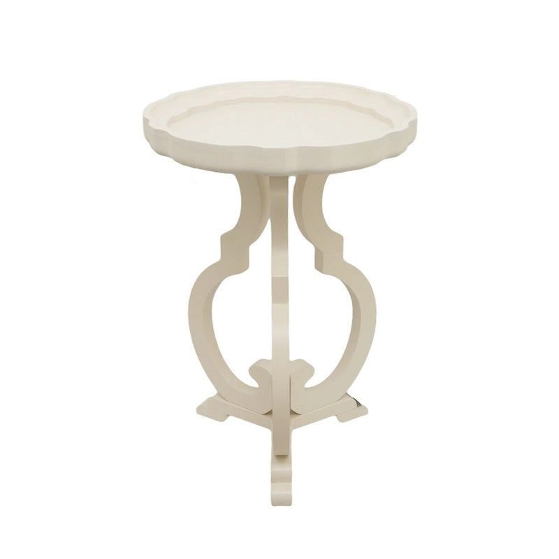 Mesa auxiliar con tablero ondulado de madera natural y patas curvas