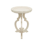 Mesa auxiliar con tablero ondulado de madera natural y patas curvas
