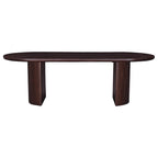 Mesa de comedor ovalada de doble pedestal en marrón, con capacidad para 8-10 personas