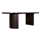Mesa de comedor ovalada de doble pedestal en marrón, con capacidad para 8-10 personas