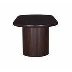 Mesa de comedor ovalada de doble pedestal en marrón, con capacidad para 8-10 personas