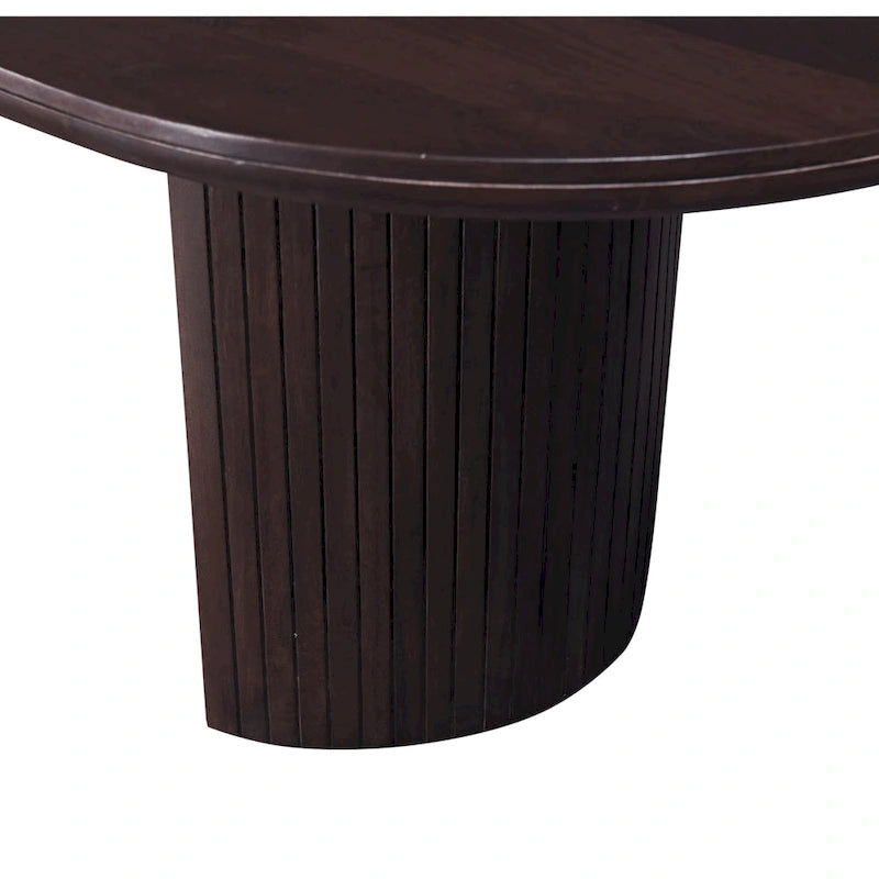 Mesa de comedor ovalada de doble pedestal en marrón, con capacidad para 8-10 personas