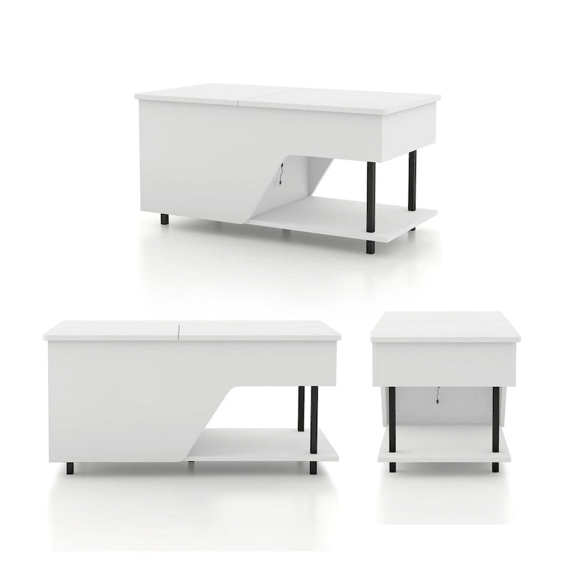 Mesa de centro negra elevable con luz LED RGB, para 1 persona