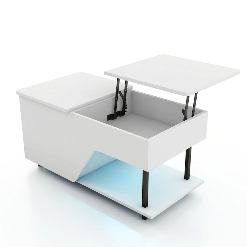 Mesa de centro negra elevable con luz LED RGB, para 1 persona