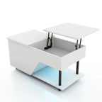 Mesa de centro negra elevable con luz LED RGB, para 1 persona