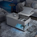 Mesa de centro negra elevable con luz LED RGB, para 1 persona