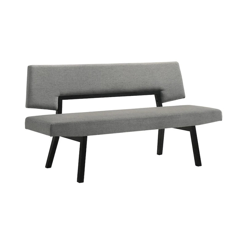 Banco de comedor tapizado gris y negro, 3 plazas