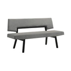 Banco de comedor tapizado gris y negro, 3 plazas