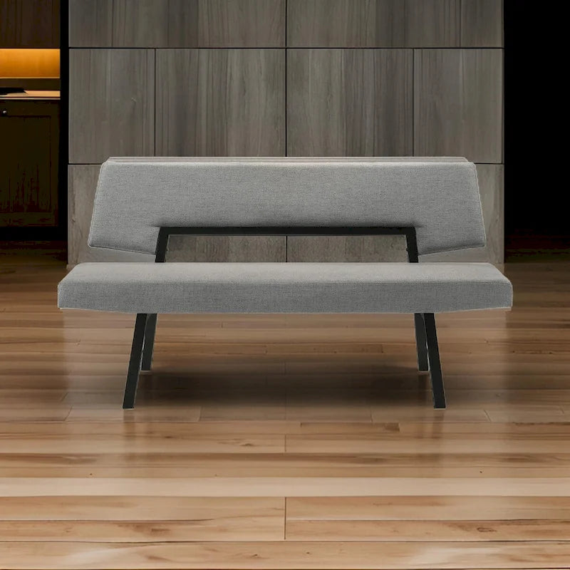 Banco de comedor tapizado gris y negro, 3 plazas