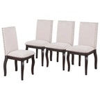 Juego de 4 sillas de comedor de respaldo alto tapizadas en tela color Espresso