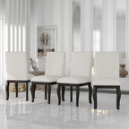 Espresso Wood Set of 4 Dining Chairs with Upholstered