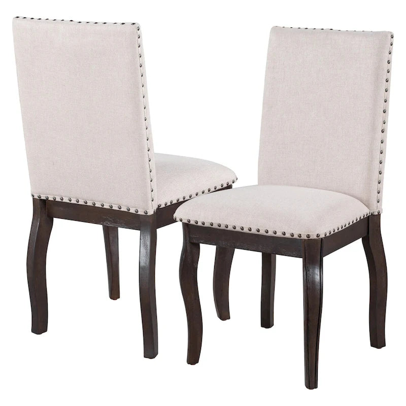 Juego de 4 sillas de comedor de respaldo alto tapizadas en tela color Espresso