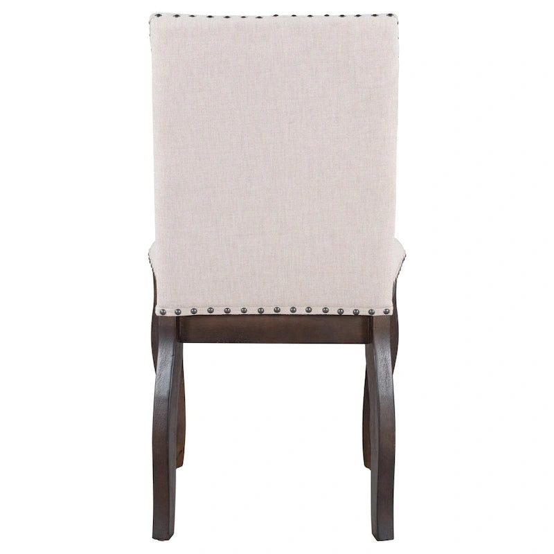 Juego de 4 sillas de comedor de respaldo alto tapizadas en tela color Espresso